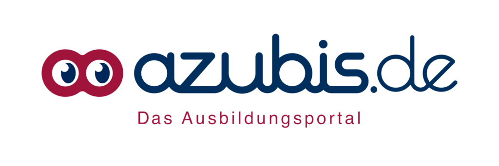 Logo of azubis.de with the slogan 'Das Ausbildungsportal' in maroon and dark blue colors
